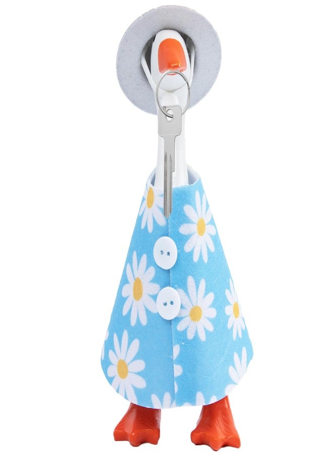 LUOHECAM 7 Inch Desk Goose Outfits Daisy Cape Hat Set Tabletop Goose Accessory Mini Porch Goose Costume Magnetic Goose Statue Key Holder Clothes for Table Decor - Image 1